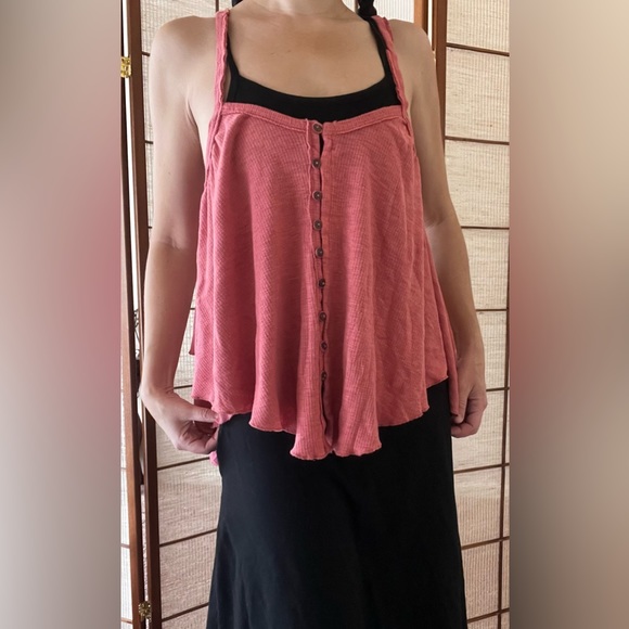 Free People We the Free Dream Weaver button front oversize  Trapeze Tank Top - Picture 2 of 8